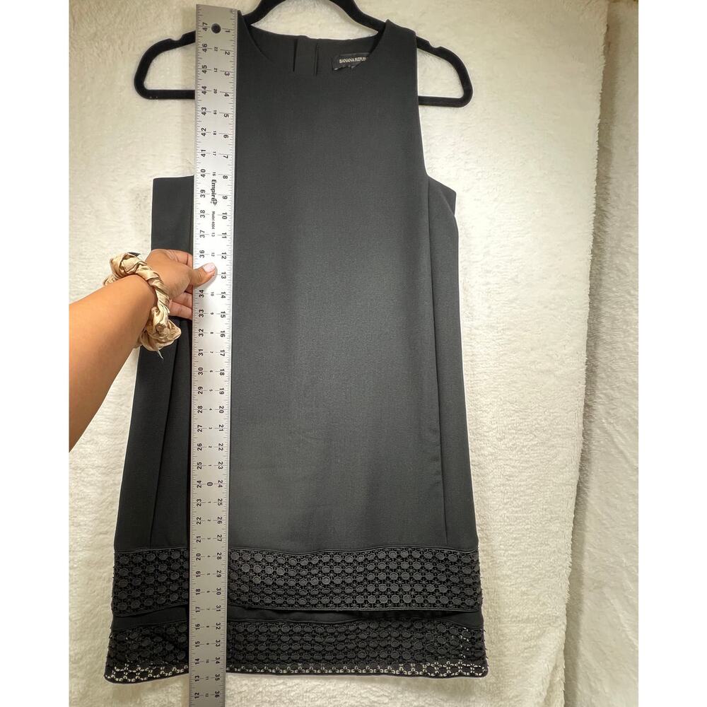 Banana Republic Black Sleeveless Exposed Zipper Tiered Lattice Hemline Womens 0 - Picture 10 of 12